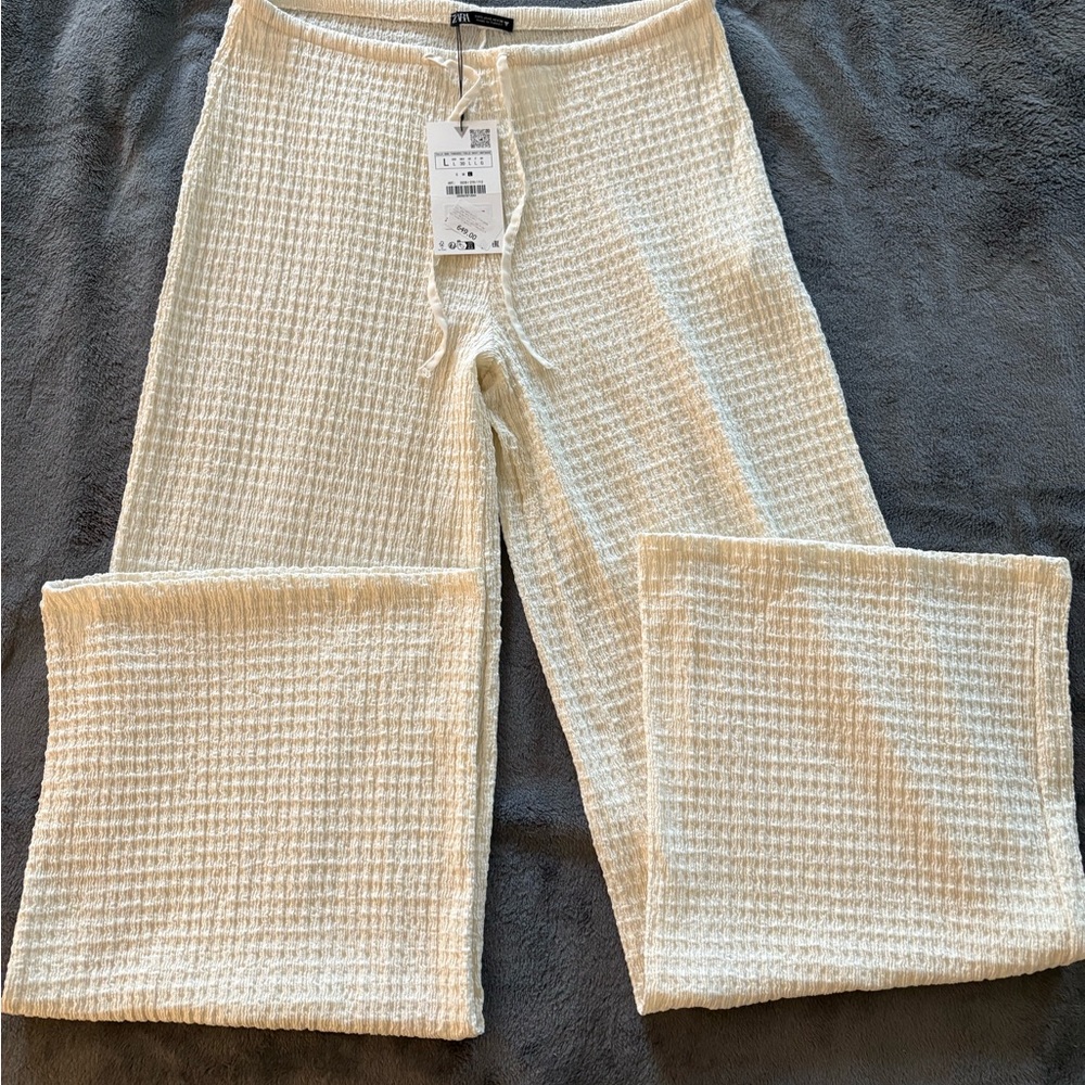Zara Cream Wide Leg Pants